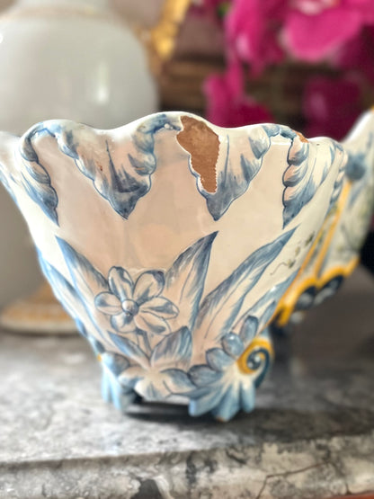Live 06/22 Antique Ginori Renaissance Revival Majolica Vasque | Italian Faience Centerpiece