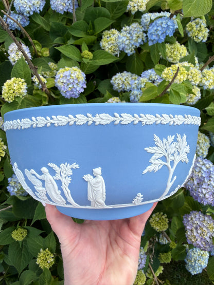 Vintage Cream Color on Lavender (Pale Blue) Jasperware 8” Bowl by Wedgwood