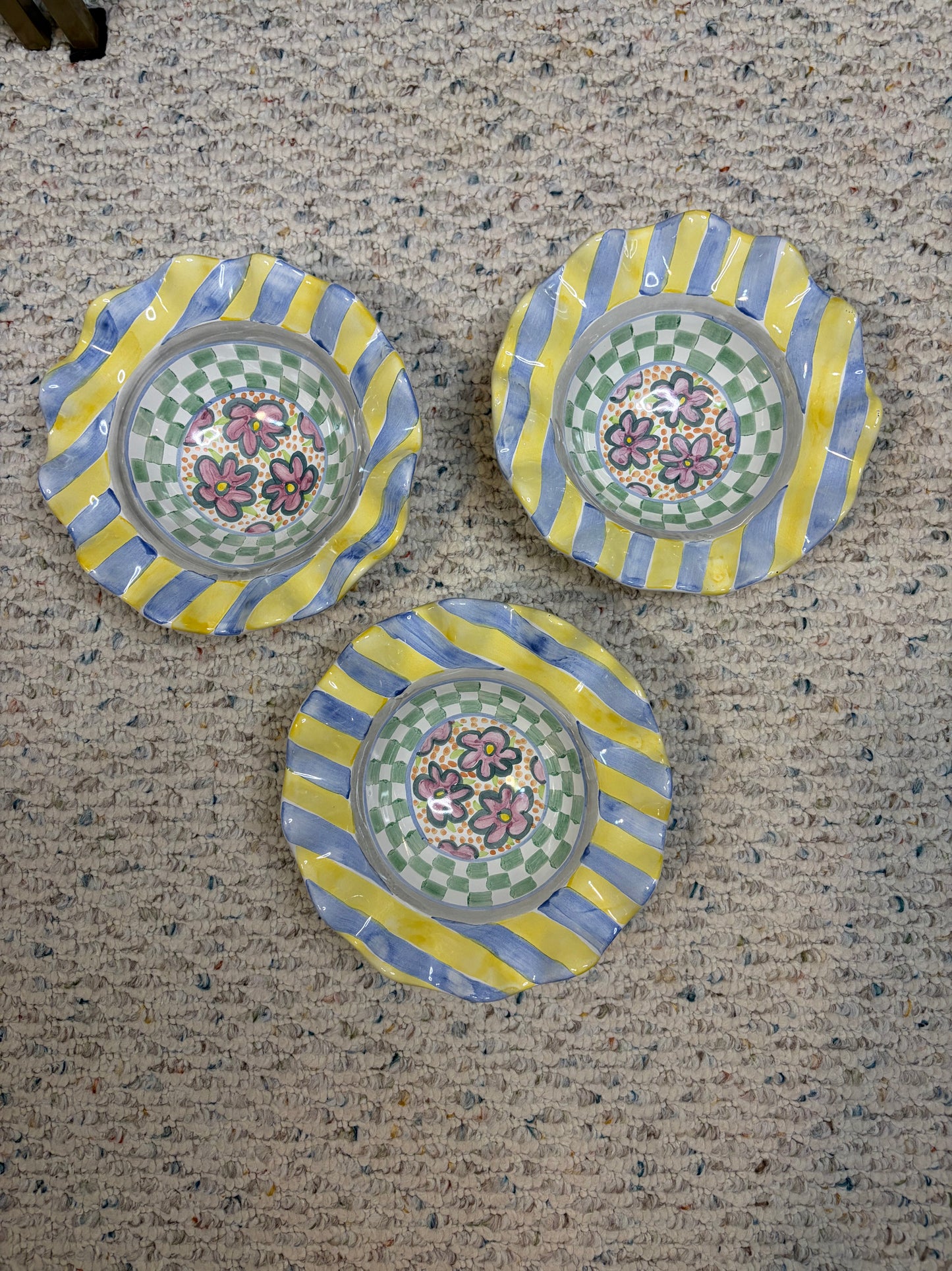 Mackenzie-Childs Myrtle fluted bowls set of 3!