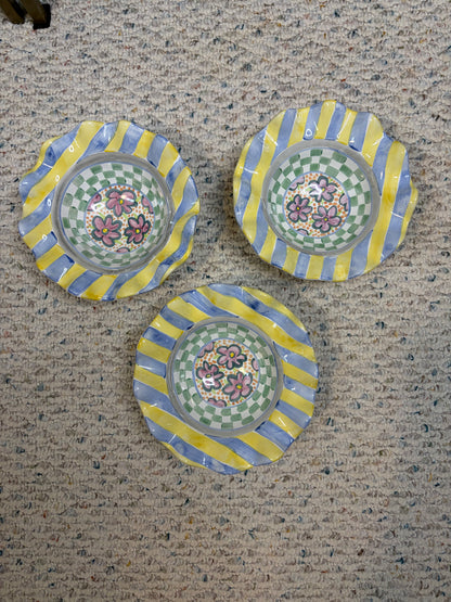 Mackenzie-Childs Myrtle fluted bowls set of 3!