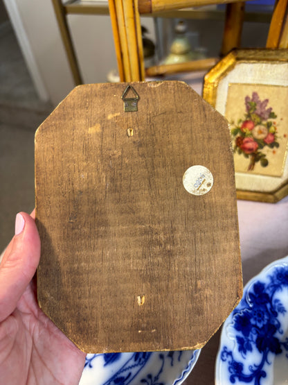 Reserved! Beautiful Florentine floral plaques pair!