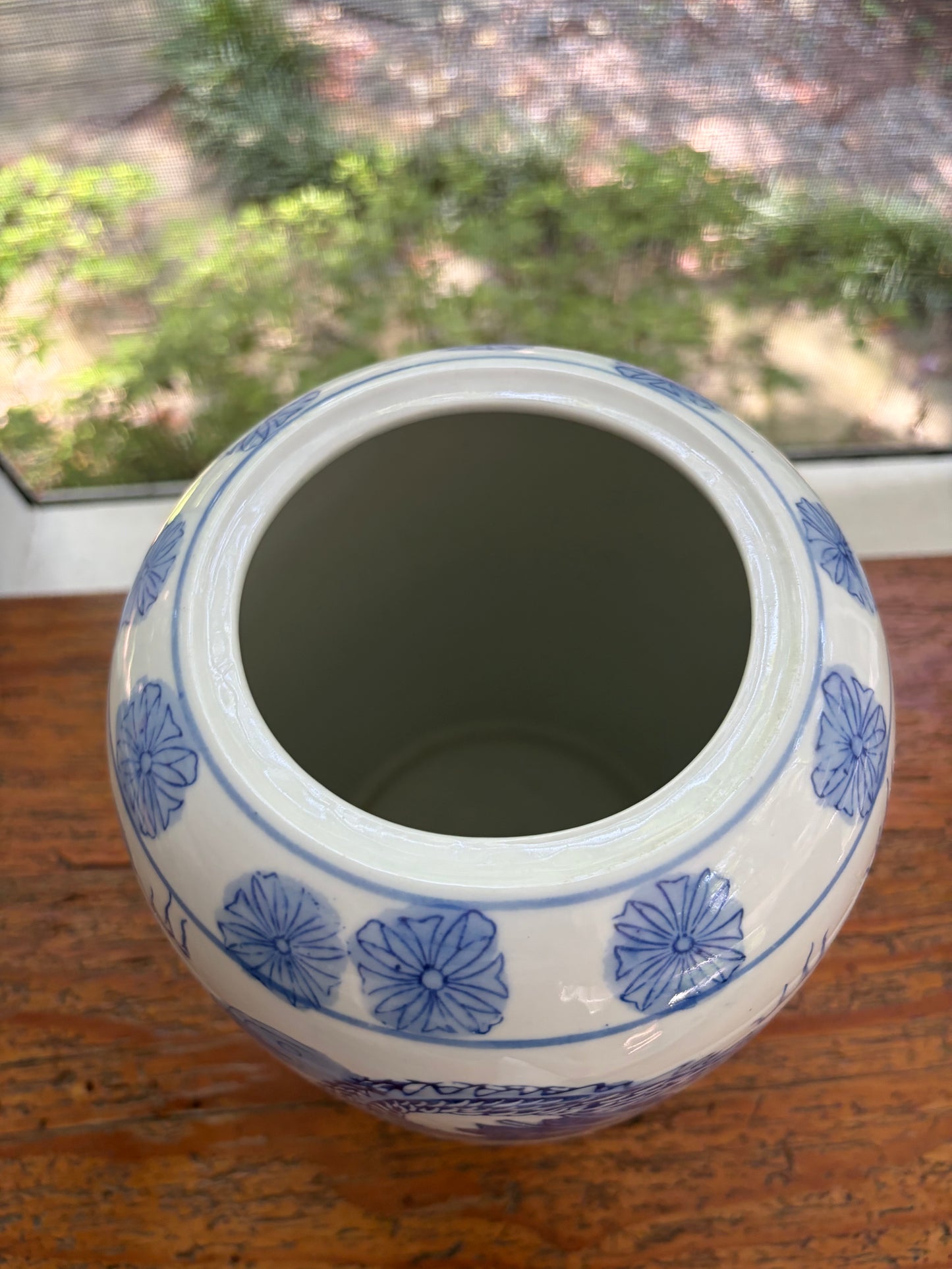 Chinoiserie blue and white lidded jar with dragons!
