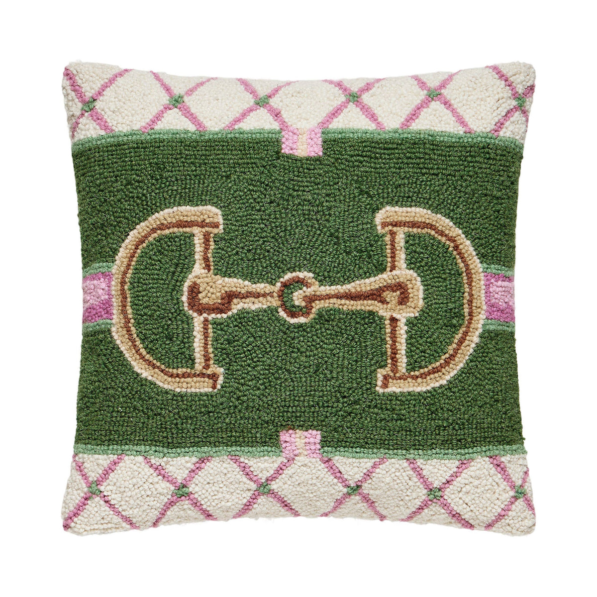1 LEFT - 100% Wool Hooked Throw Pillow with Velvet Backing | 16” x 16”