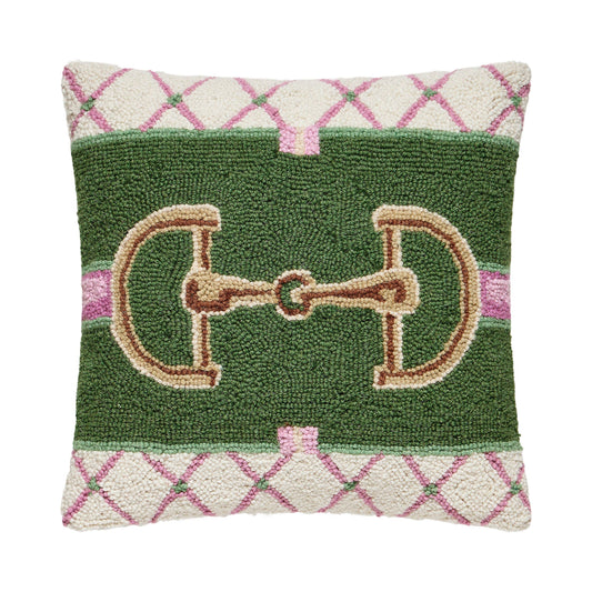 1 LEFT - 100% Wool Hooked Throw Pillow with Velvet Backing | 16” x 16”