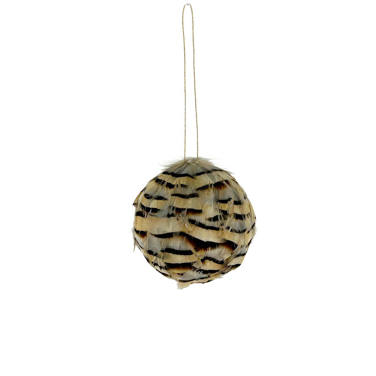 Natural Partridge Feather Holiday Ornament | 3"  Ball | Christmas & Thanksgiving Décor