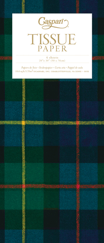Caspari William Tartan Blue Tissue Paper – Package of 4 Sheets | Plaid Gift Wrap