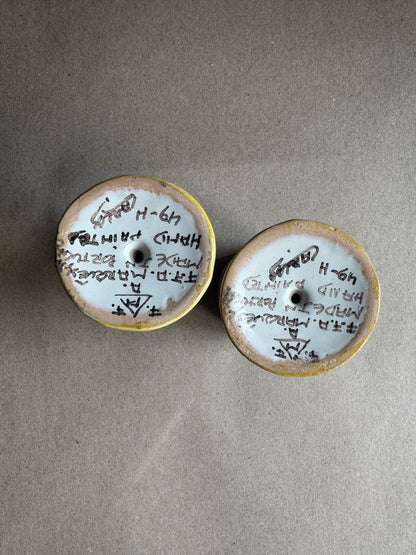 Pair of Hand-Painted Portuguese Faience Egg Cups