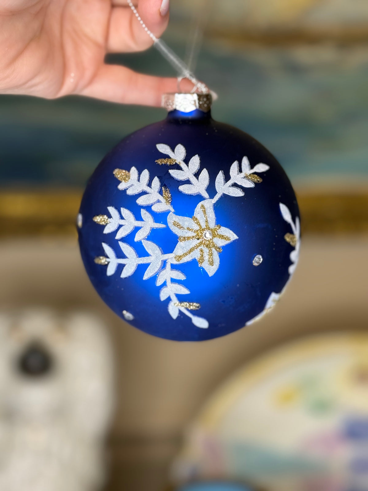 Kurt S. Adler | Indigo Blue & White Glass Christmas Ornaments | Ball, Onion & Drop Shapes | Set of 3