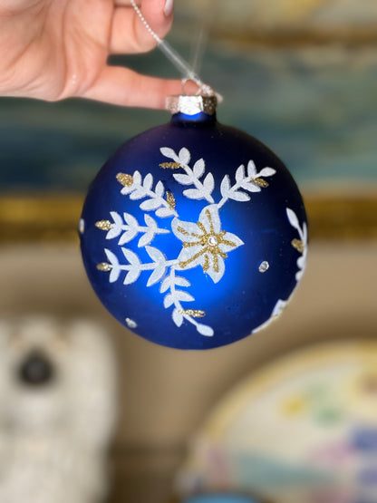 Kurt S. Adler | Indigo Blue & White Glass Christmas Ornaments | Ball, Onion & Drop Shapes | Set of 3