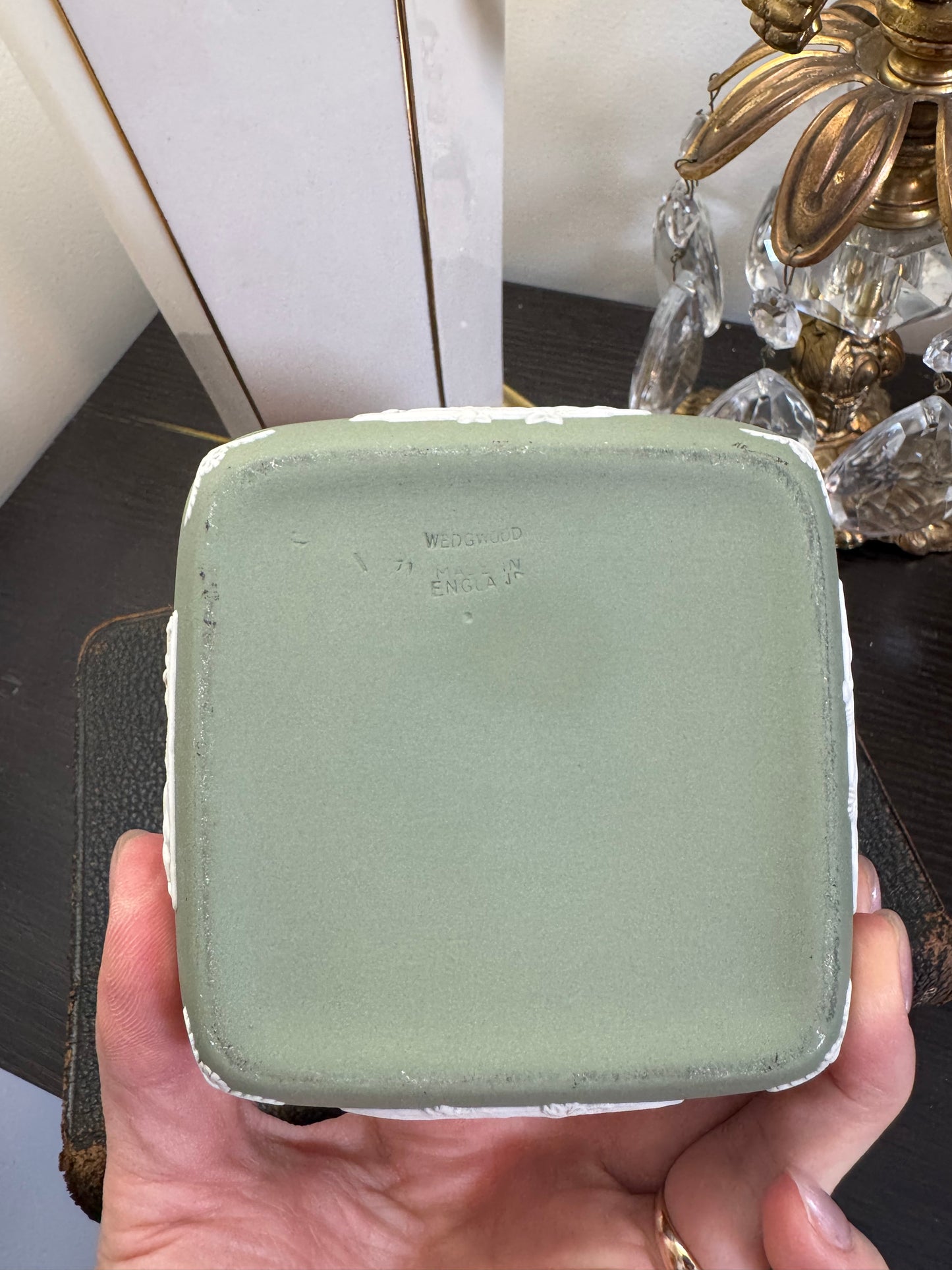 Wedgwood sage green and white square box