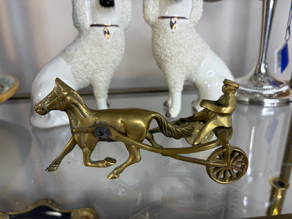 Brass horse jockey and horse figurine!