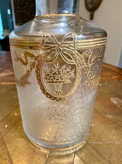 Antique St Louis Crystal French Perfume Bottle with Original Gilt Stopper