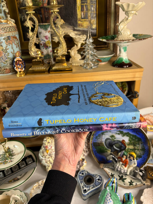 Biltmore House brass ornament with pair of cookbooks from the area!