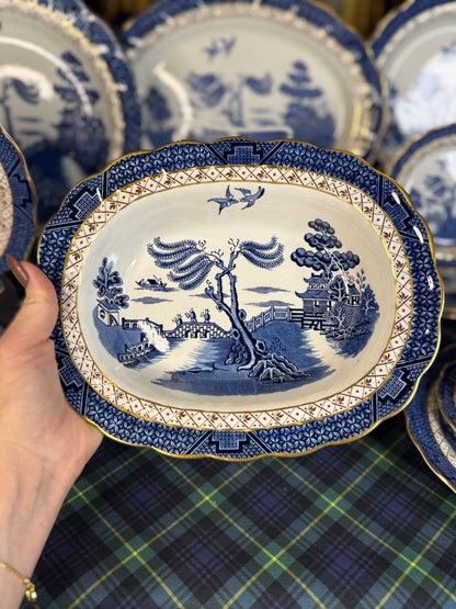Vintage Booths Real Old Willow Oval Serving Bowl | A8025 | 10” × 8” | English Transferware