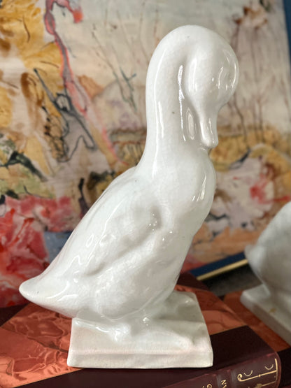 Live 09/29 Important Estate Pair of Chinese Export White Glazed Stoneware Ducks
