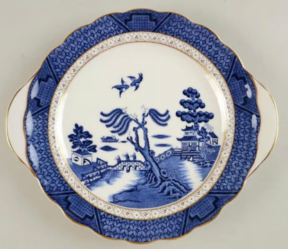 RESERVED - SUZETTE - Vintage 1950's Booths Real Old Willow | Scalloped Cake Plate | Blue & White | English Transferware | A8025
