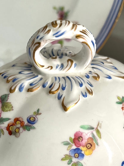 Live 09/20 Beautiful Antique French Old Paris Porcelain Five-Piece Sauce Tureen & Plate Set, c.1830–1850