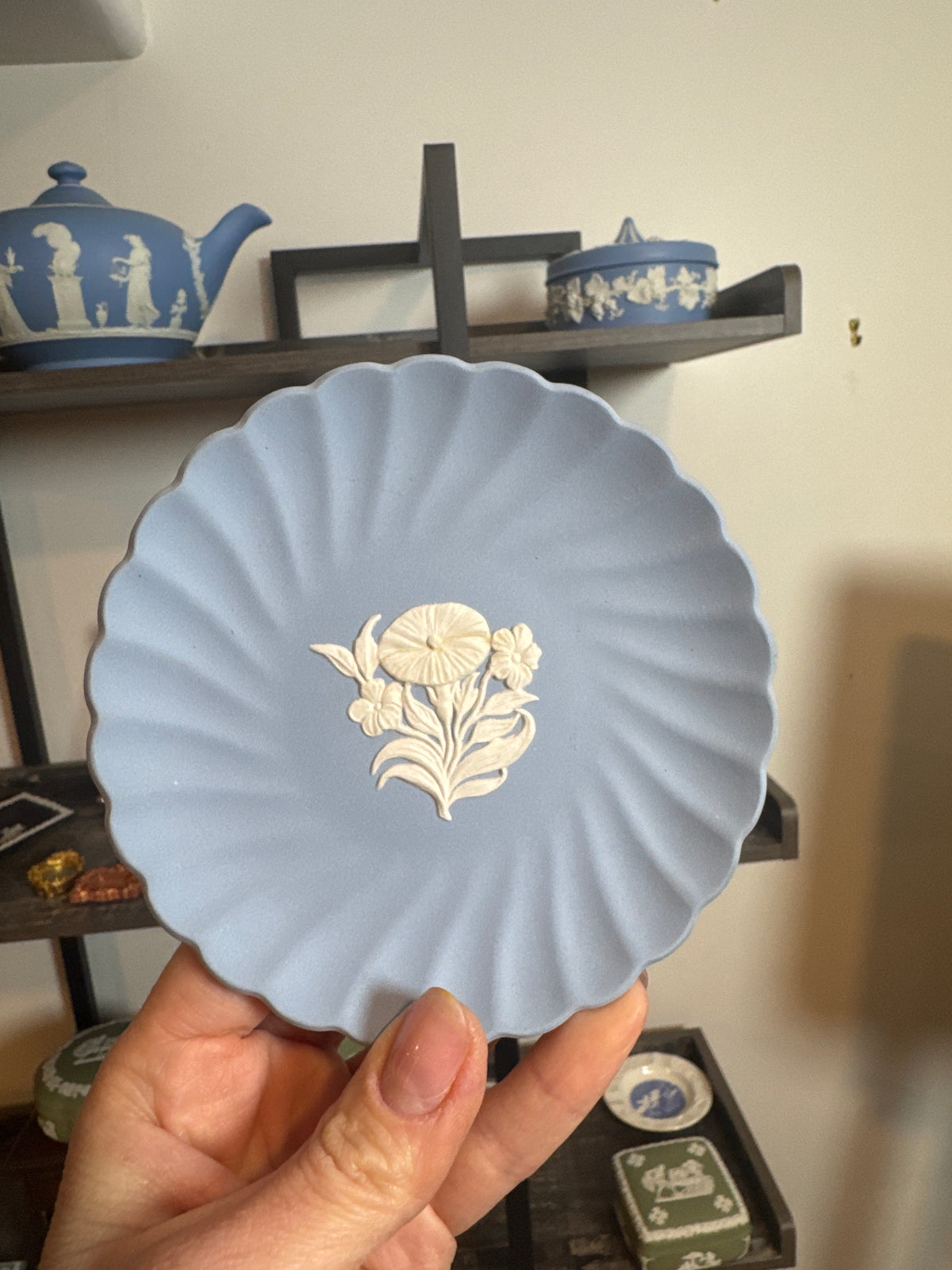 Wedgwood blue and white floral plate