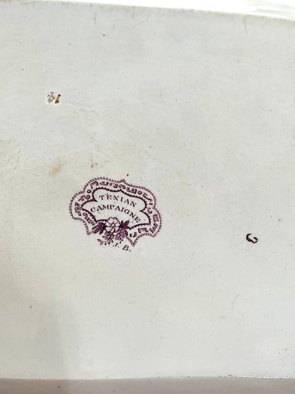 Museum Piece Rare James Beech Texian Campaigne Mulberry Transferware Platter, c. 1837–1844