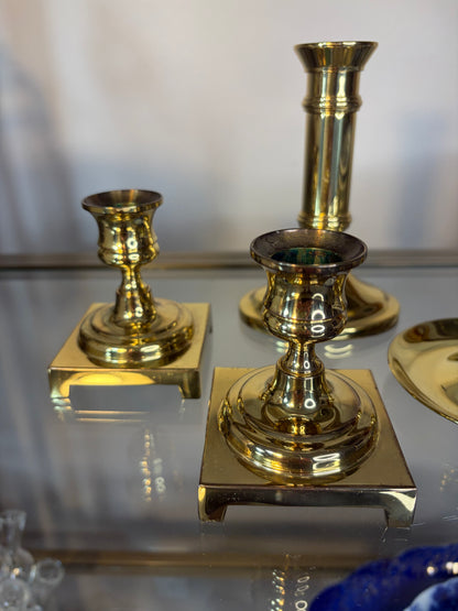 Lovely brass candleholders set of 4! Two marked Baldwin Brass!