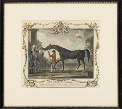 Thomas Spencer After | Richard Houston Engraved Hand-Colored Equestrian Portraits, Pair | c.1750s | Framed 19.5” H × 21.25” W