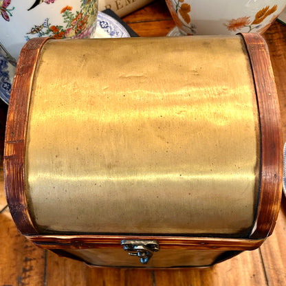 Chic Rustic brass and burnt bamboo storage chest trunk