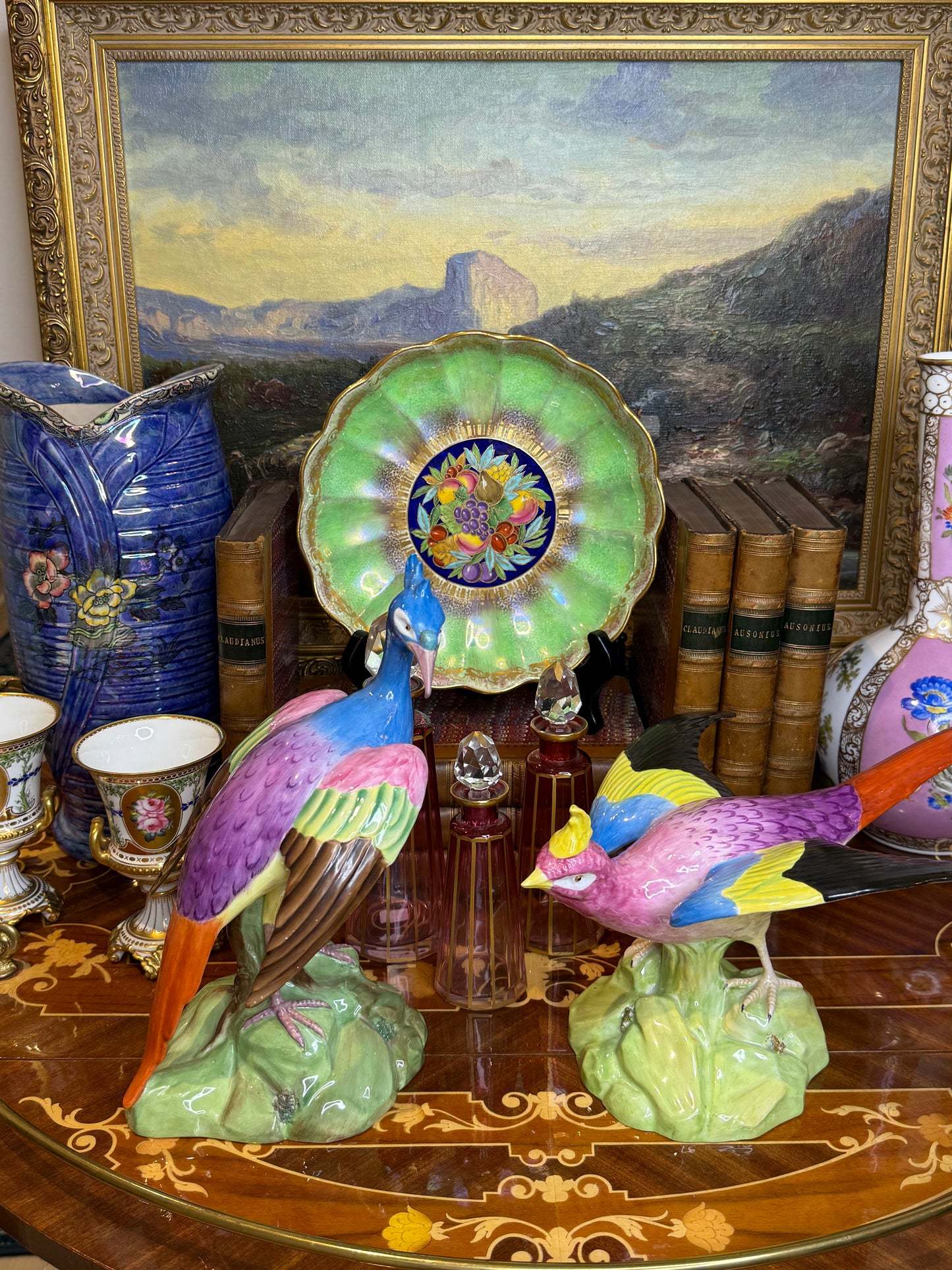 Rare - Antique Pair Copeland Spode China Porcelain Birds, Circa 1915 | English Hand-Painted Figures