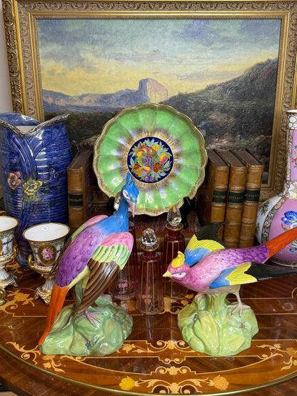 Rare - Antique Pair Copeland Spode China Porcelain Birds, Circa 1915 | English Hand-Painted Figures