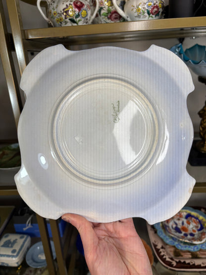 Gorgeous antique flow blue ship platter!