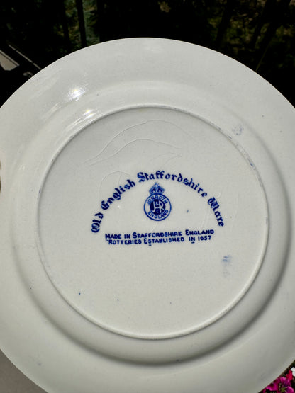 Old English Staffordshire Ware Virginia Historical Blue Transferware Plates | 2 Designs