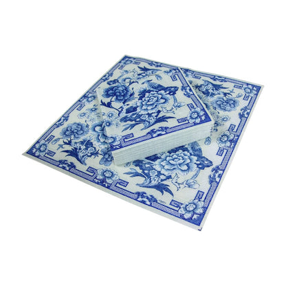 Caspari Blue And White Dinner Napkin | 20 Per Package