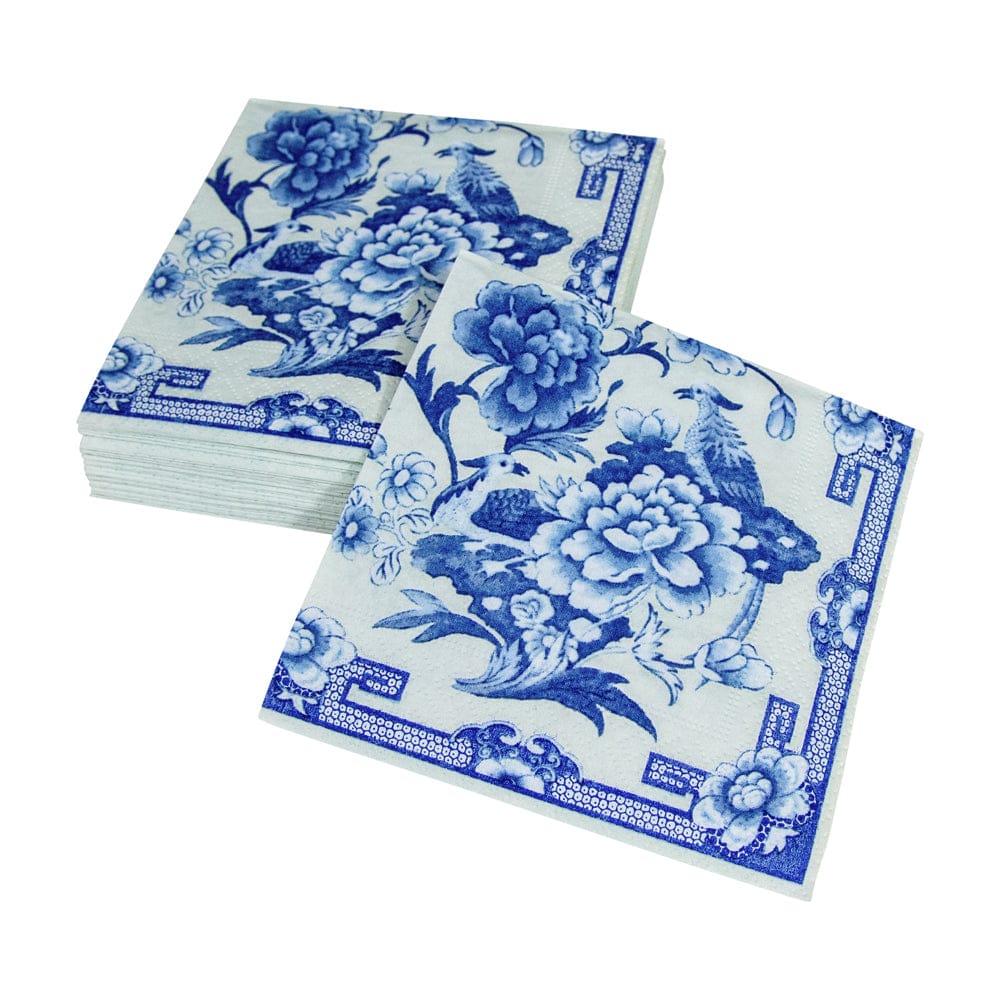 Caspari Blue And White Dinner Napkin | 20 Per Package