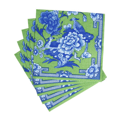 Caspari Green & Blue Plate Dinner Napkins - 20 Per Package