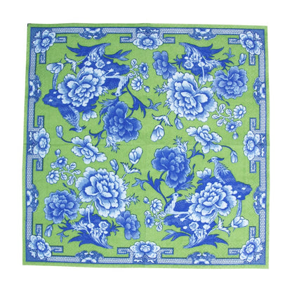 Caspari Green & Blue Plate Dinner Napkins - 20 Per Package
