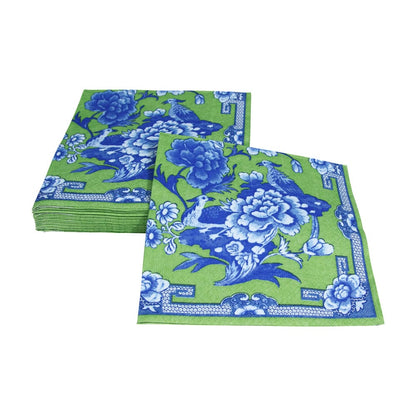 Caspari Green & Blue Plate Dinner Napkins - 20 Per Package