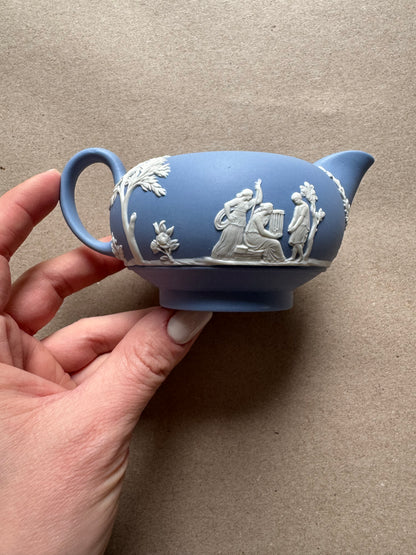 Light blue Wedgewood creamer 2.5” tall