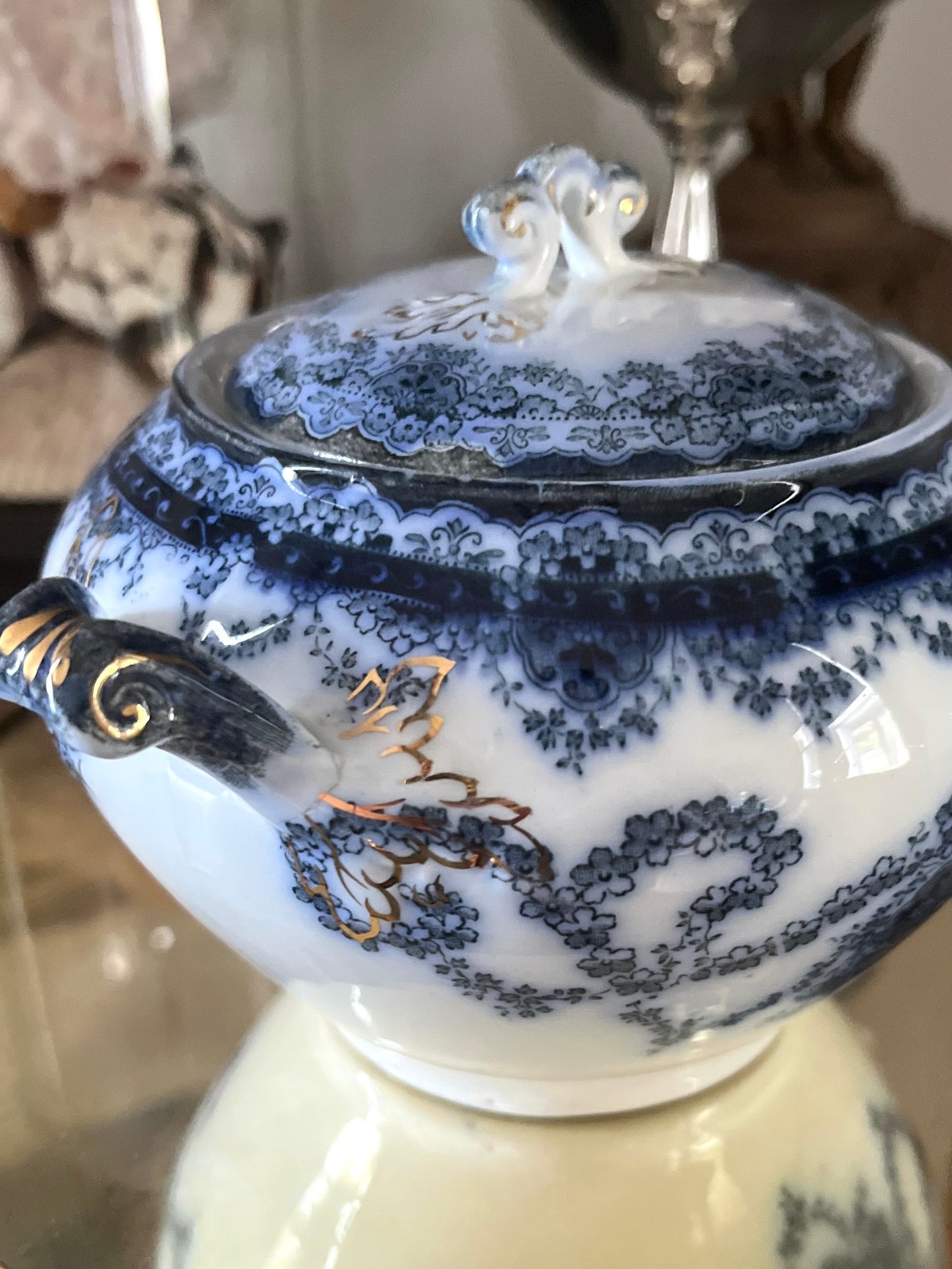 RESERVED - LEXA - Live 08/25 Antique John Maddock & Sons Staffordshire Victor Pattern Royal Vitreous Covered Sugar Bowl c.1901