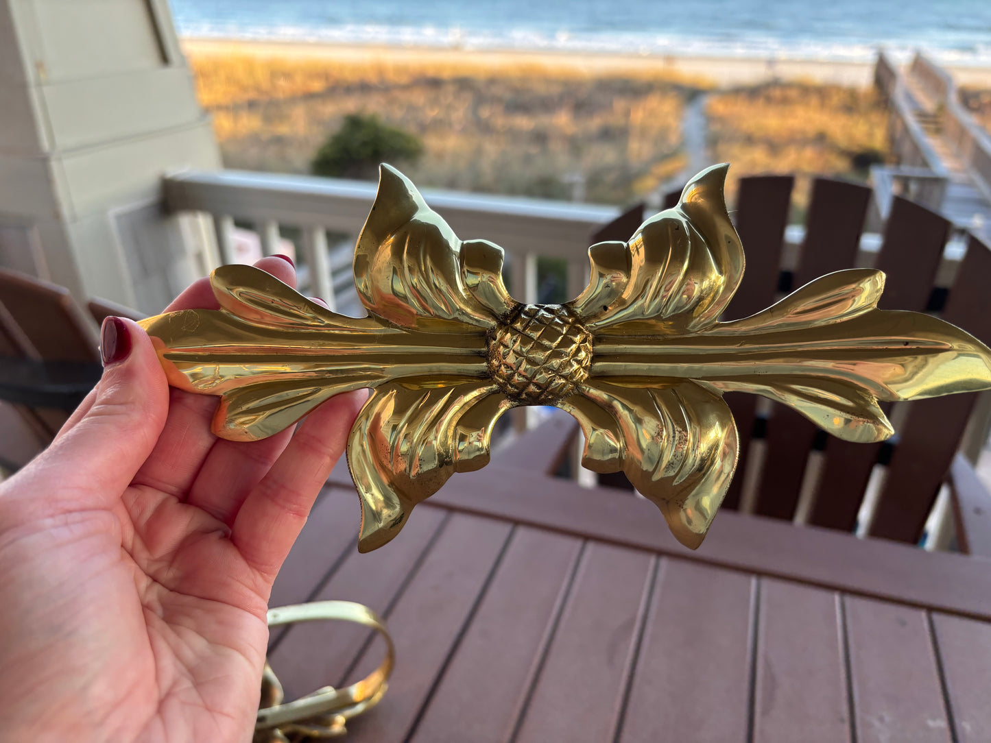 Gorgeous pair of large brass curtain tie backs!