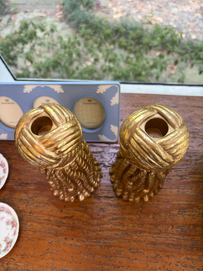 Beautiful tassel design candleholders pair!