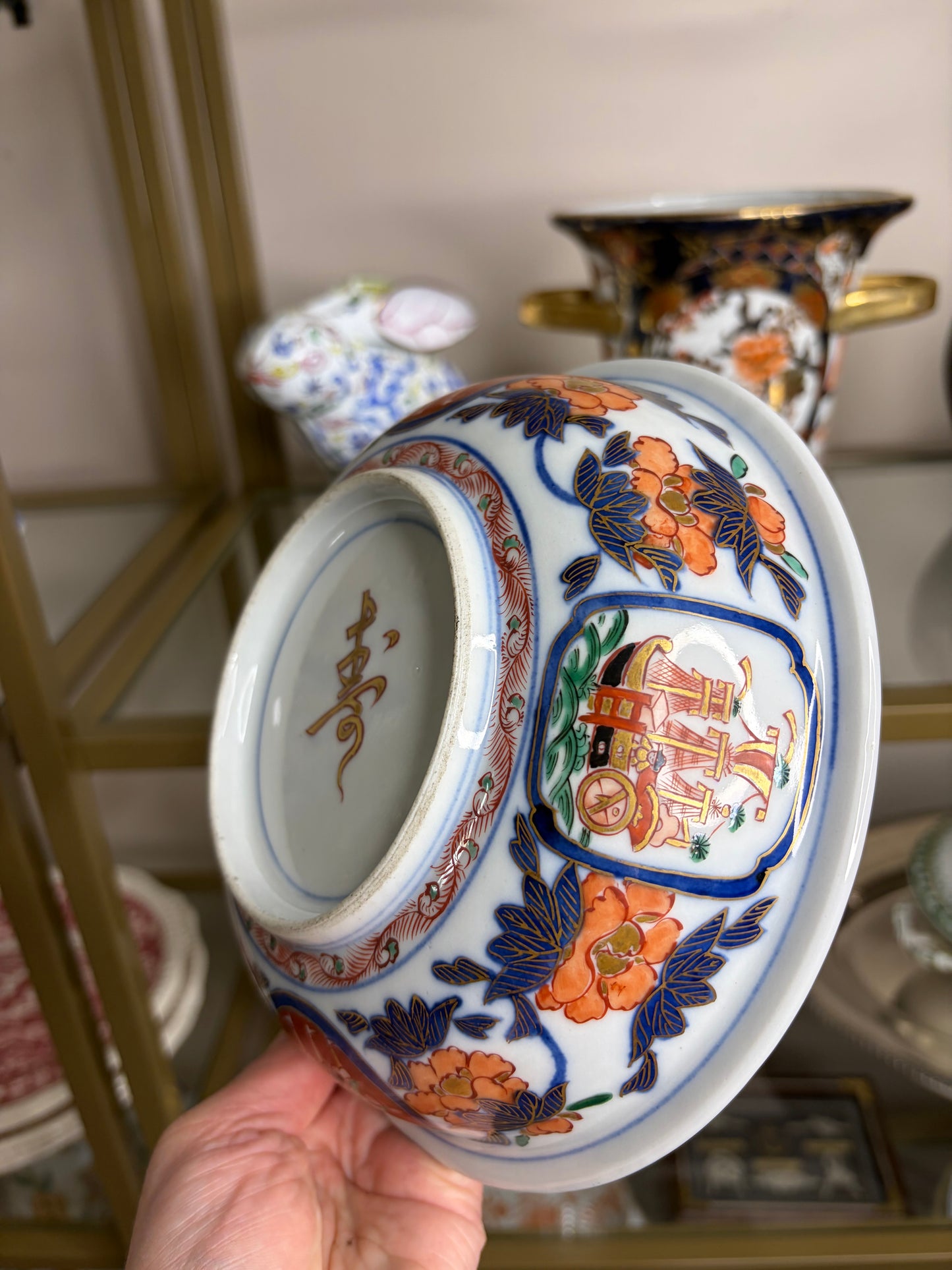 Stunning antique Japanese Imari “black ship” or “nanban” bowl!