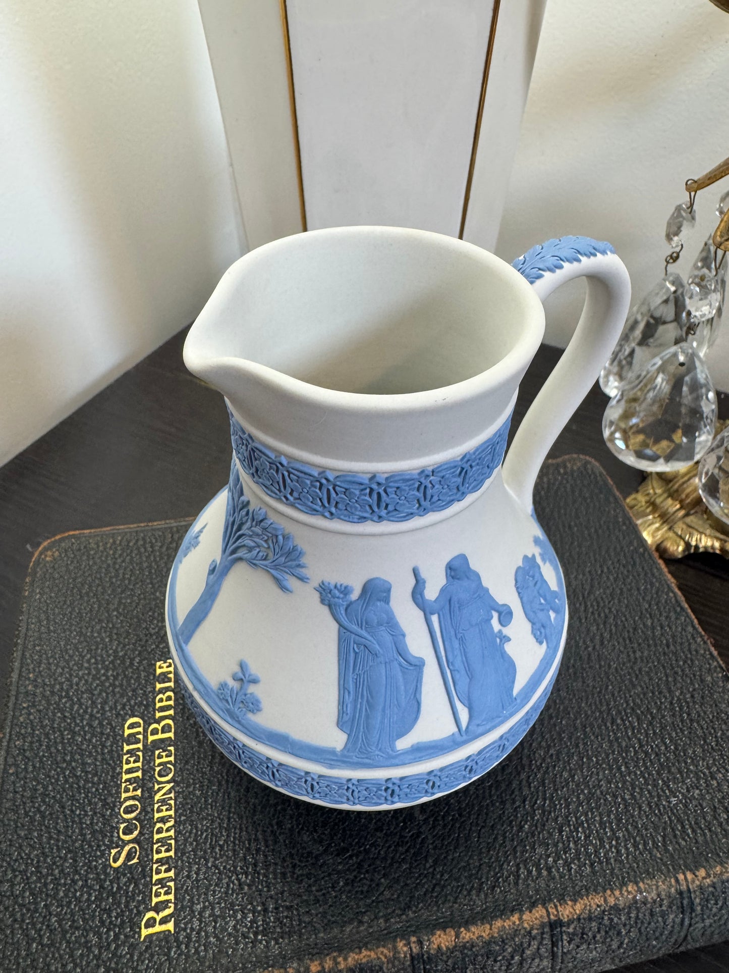 Wedgwood white and blue stunning pitcher