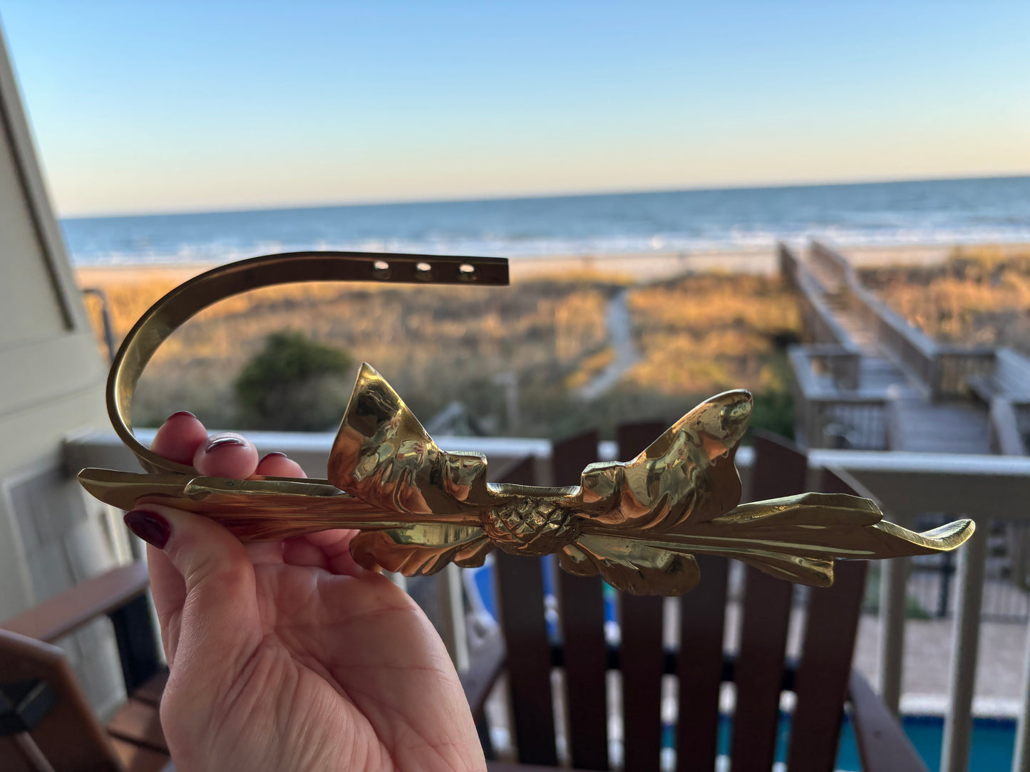 Gorgeous pair of large brass curtain tie backs!