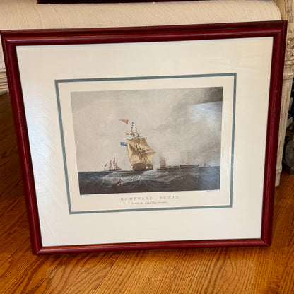 Rare Set of 2 custom antique engraving wall art named "OUTWARD & HOMEWARD BOUND" by S. Walters
