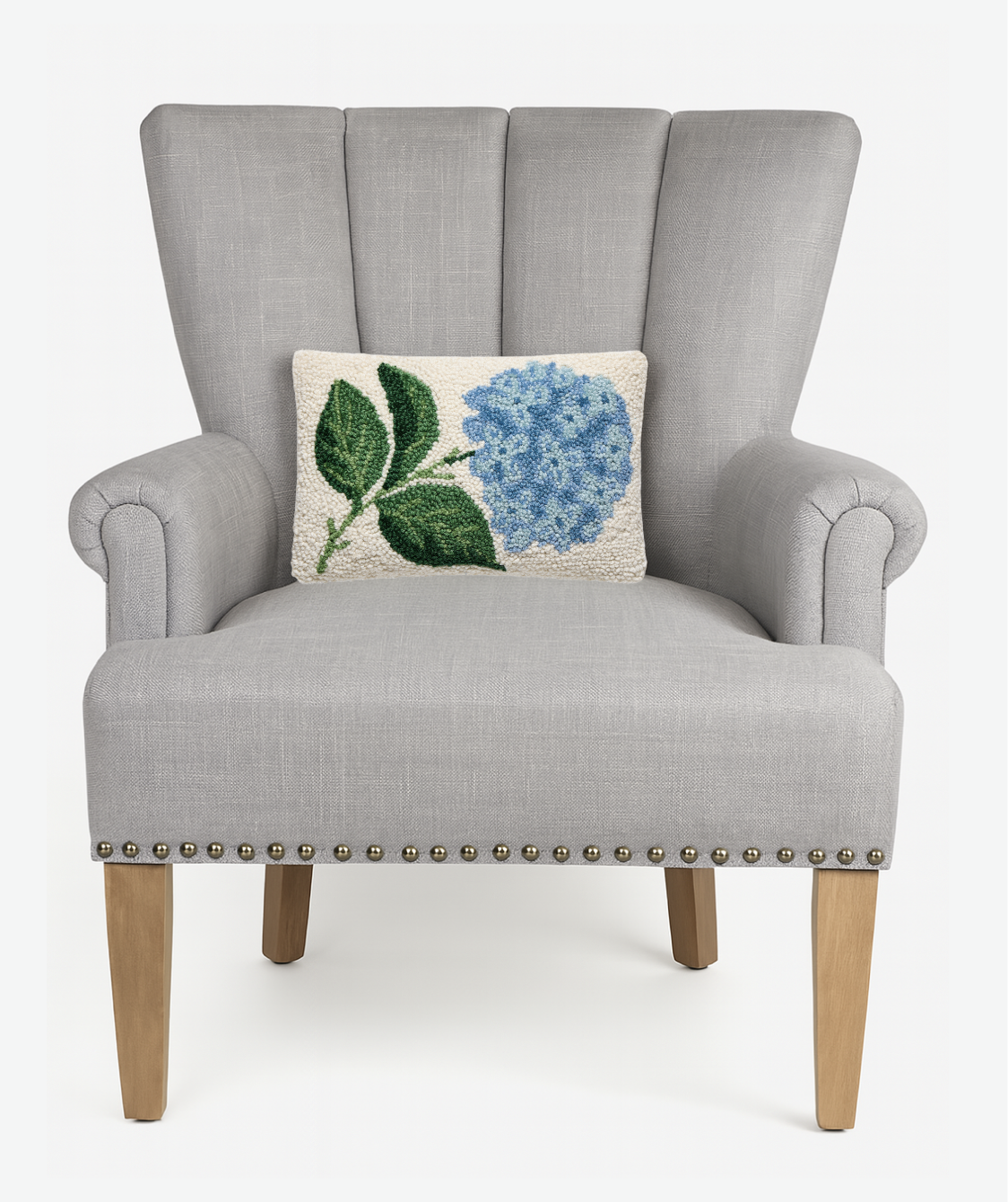 Hydrangea Wool Hooked Accent Pillow | 8" x 12" Decorative Throw Pillow