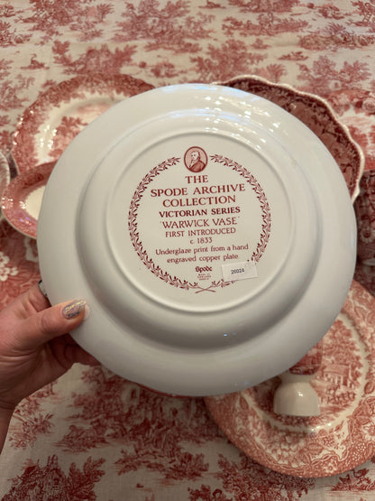 Spode Archive Collection “Victorian Series” Cranberry Red Warwick Vase Dinner Plate | England, 10.25”