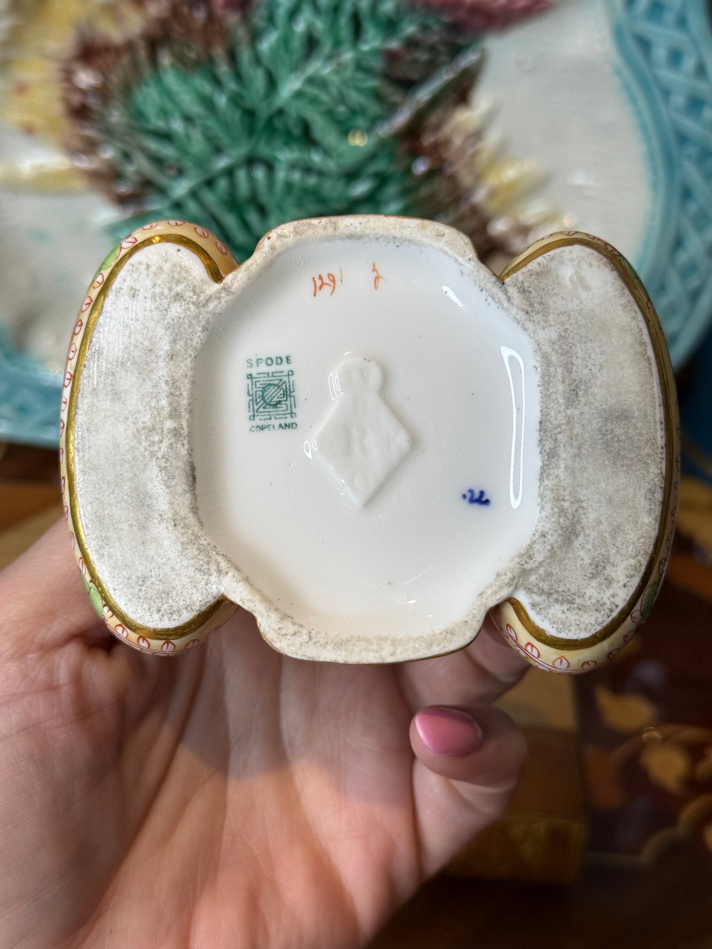 Antique Copeland Spode Imari Match Holder, c.1880 | English Porcelain Match Pot | 4” x 4” | #D3