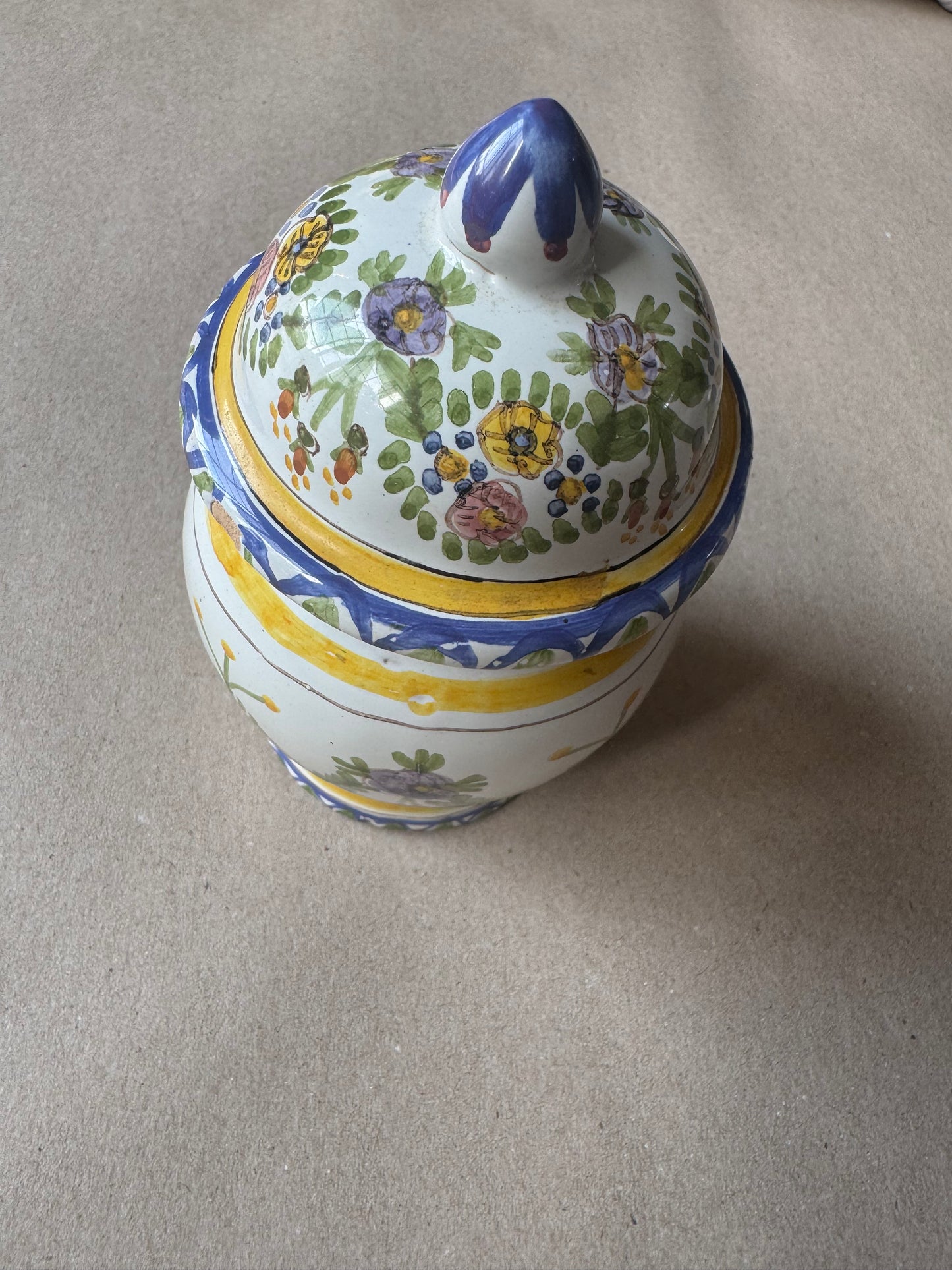 Vintage Hand-Painted Portuguese Covered Apothecary Jar – F.F. Marquês, Alcobaça