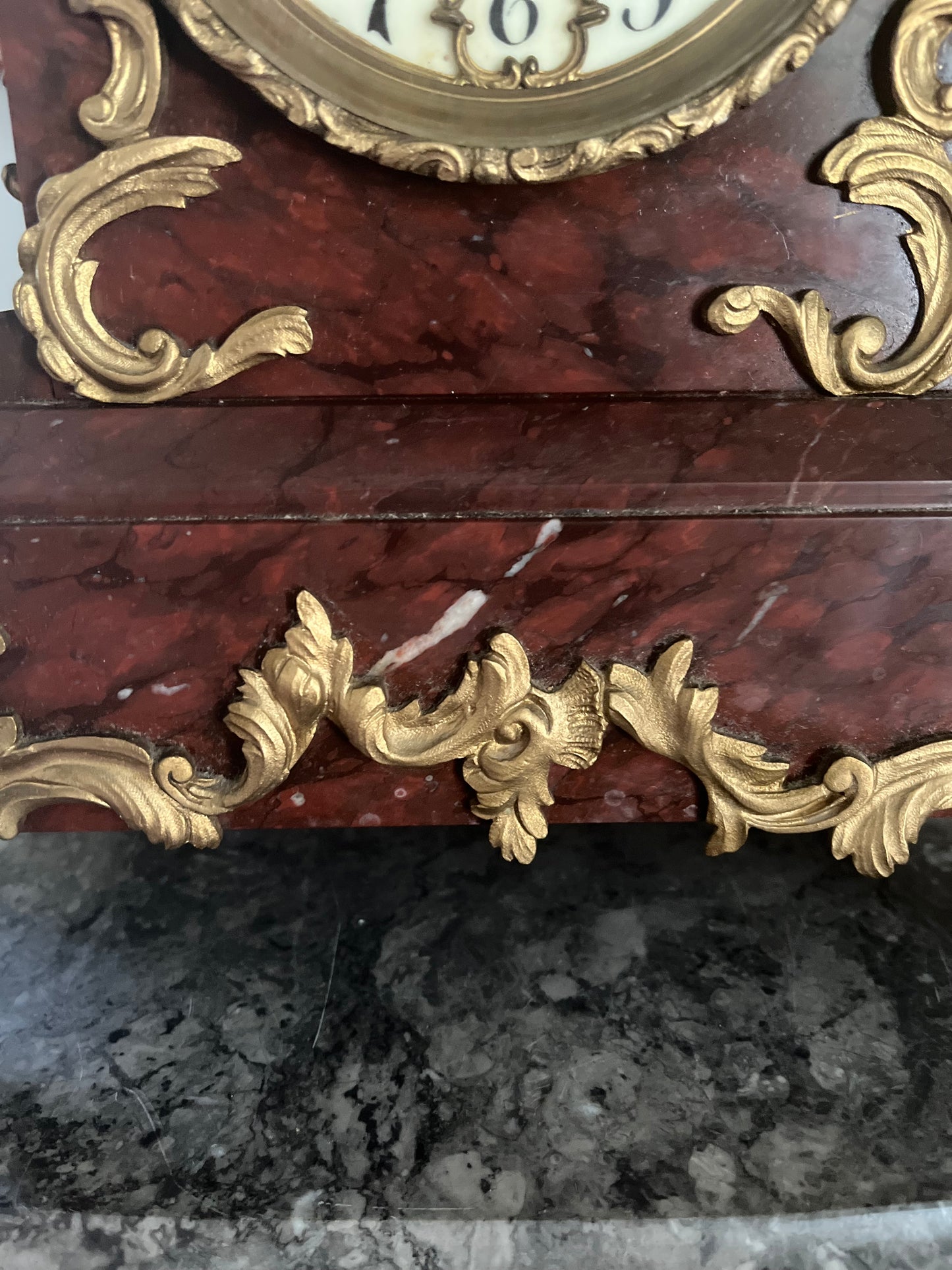 Exceptional Antique Rococo S. Marti France Rouge Griotte Marble And Bronze Ormulu Mantle Clock Circa 1860-1870