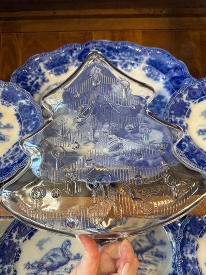 Vintage 14x12" Indiana Glass Christmas Tree Serving Tray
