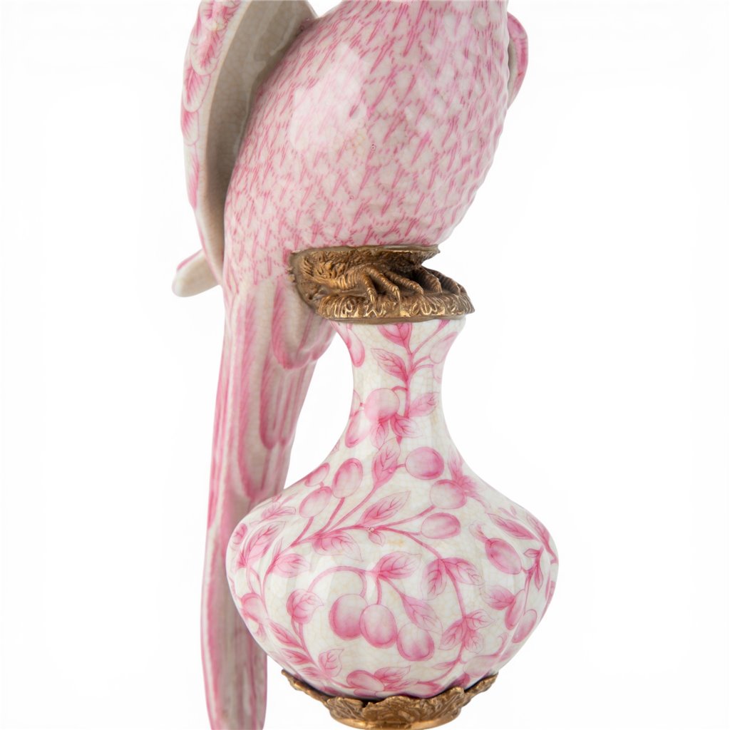 Danny's Fine Porcelain Pink & White Bronze Parrot Candle Holders